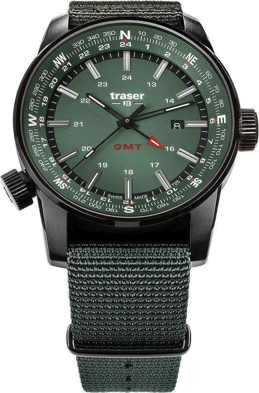 Traser P68 Pathfinder GMT 109035 Herren Uhr • Swiss Made Quarz • Saphirglas