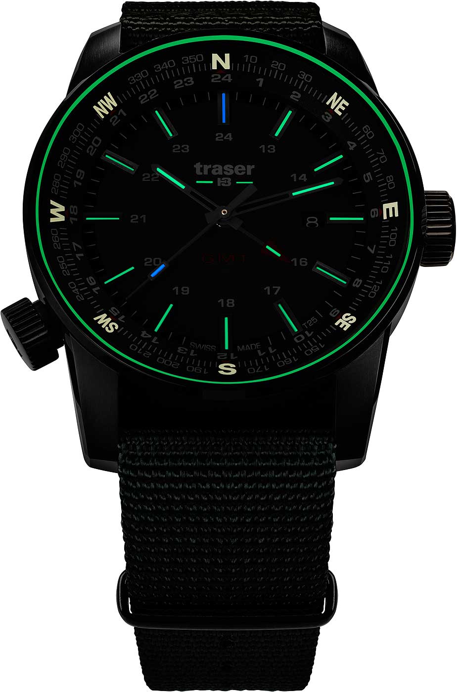 Traser P68 Pathfinder GMT 109035 Herren Uhr • Swiss Made Quarz • Saphirglas