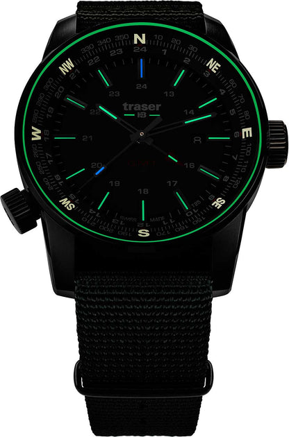 Traser P68 Pathfinder GMT 109035 Herren Uhr • Swiss Made Quarz • Saphirglas
