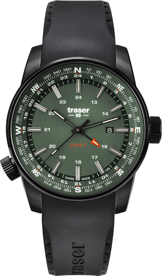 Traser P68 Pathfinder GMT 109744 Herren Uhr • trigalight Leuchtzeiger • 10 Bar Wasserdichtigkeit