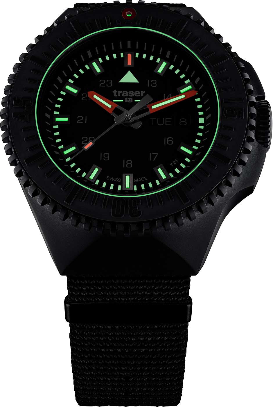 Traser P69 Black Stealth 109854 Herren Uhr • Trigalight-Technologie • Schweizer Quarzwerk