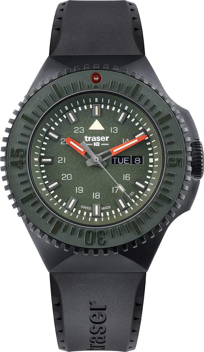 Traser P69 Black Stealth 109859 Herren Uhr • Schweizer Quarzwerk • Trigalight Beleuchtung
