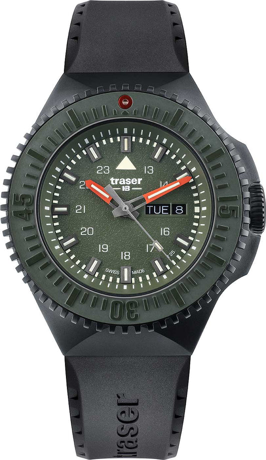 Traser P69 Black Stealth 109859 Herren Uhr • Schweizer Quarzwerk • Trigalight Beleuchtung