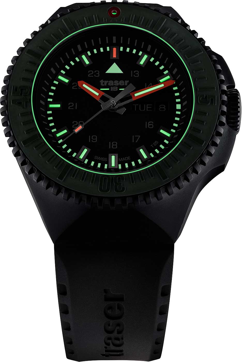 Traser P69 Black Stealth 109859 Herren Uhr • Schweizer Quarzwerk • Trigalight Beleuchtung