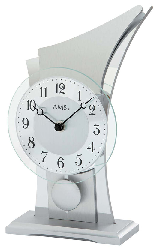 AMS Tischuhr 26x14x12 cm Holz • Quarz Uhrwerk • Mit Pendel