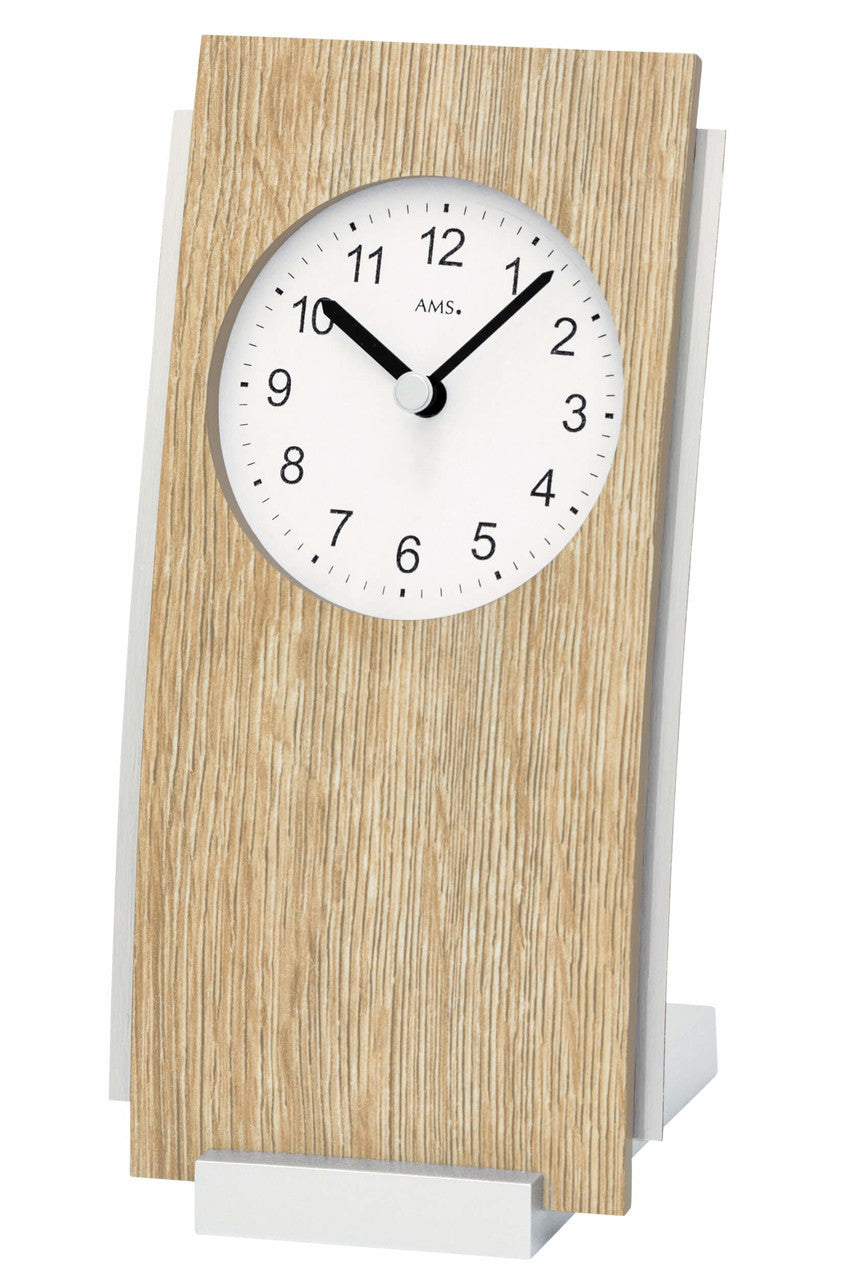 AMS Tischuhr 19x10x10 cm Holz • Präzises Quarzwerk • Modernes Design