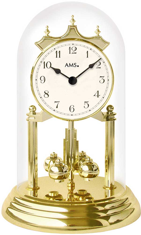 AMS Table Clock 23 cm Ø Glass • Precise Quartz Movement • Elegant Design