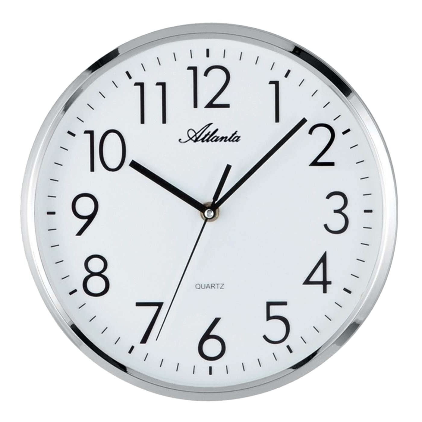 Atlanta Wanduhr 26 cm Ø Kunststoff • Lautloses Uhrwerk • Kriechsekunde
