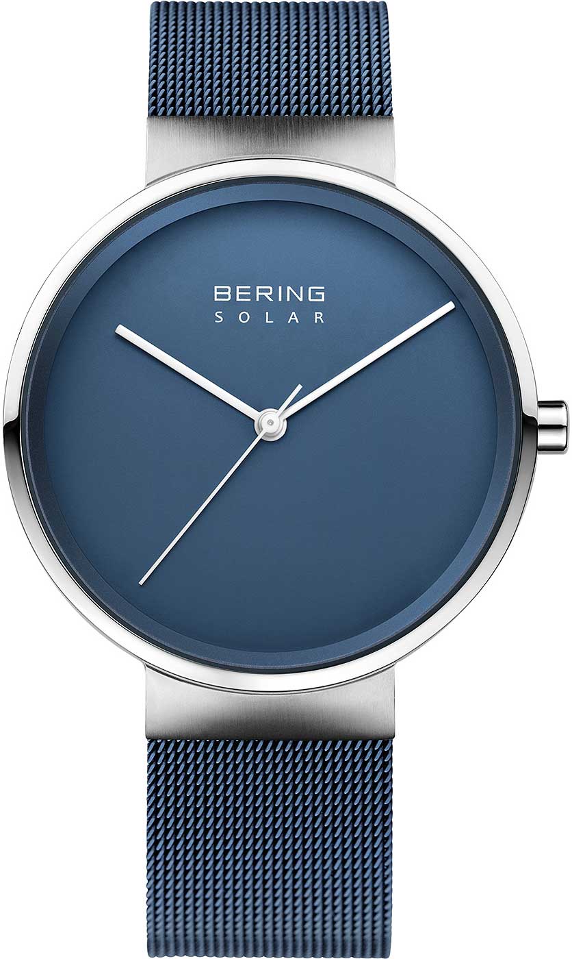 Bering Solar 14339-307 Uhr • Kratzfestes Saphirglas • Blaues Milanaise-Band
