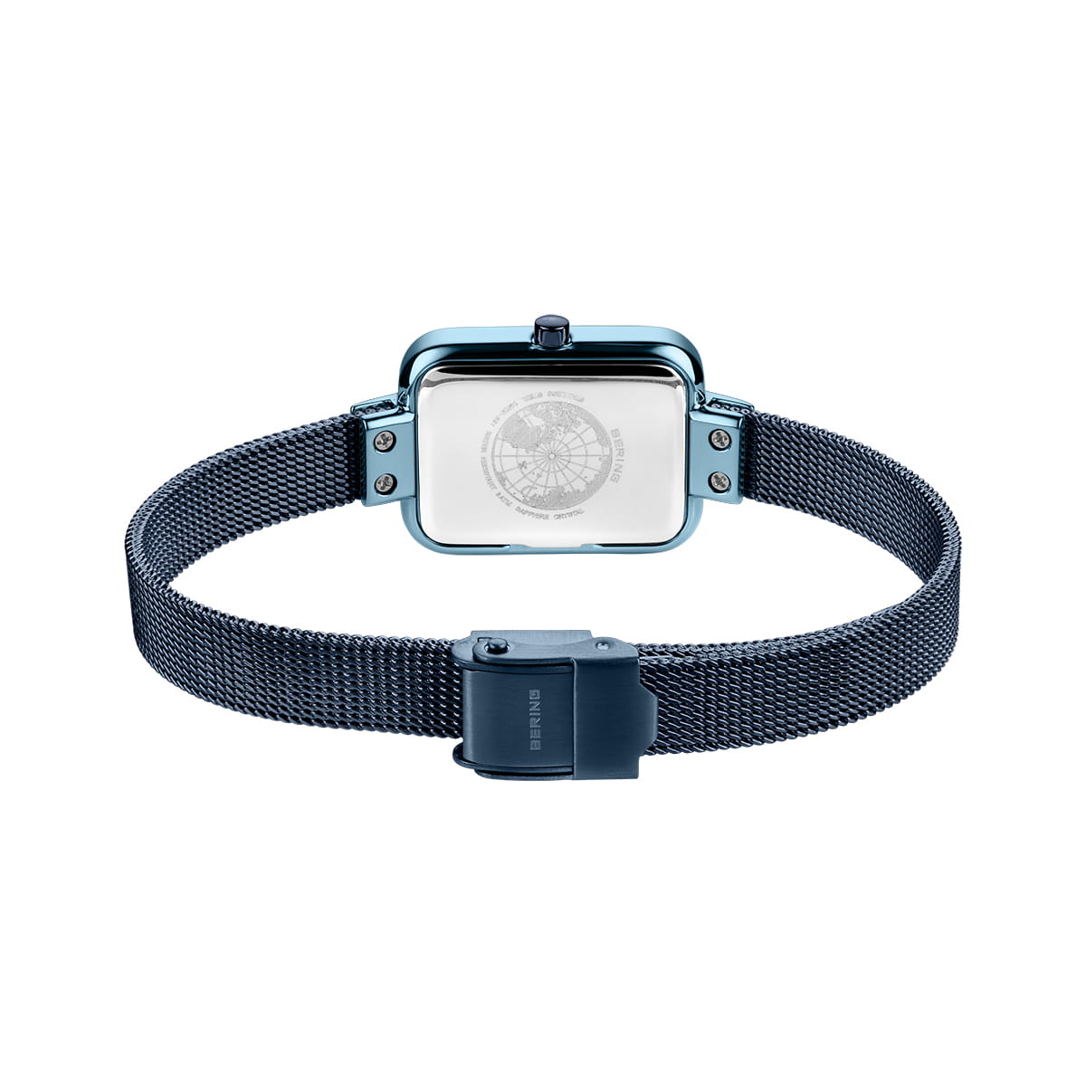 Bering Petite Square 14520-398 Women's Watch • Scratch-resistant Sapphire Glass • Blue Milanese Bracelet