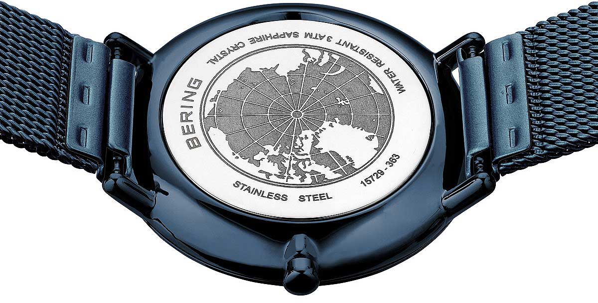 Bering Ultra Slim 15729-397 Damenuhr • Kratzfestes Saphirglas • Blaues Milanaise-Band
