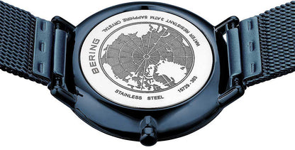 Bering Ultra Slim 15729-397 Damenuhr • Kratzfestes Saphirglas • Blaues Milanaise-Band