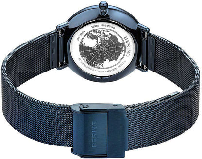 Bering Ultra Slim 15729-397 Damenuhr • Kratzfestes Saphirglas • Blaues Milanaise-Band