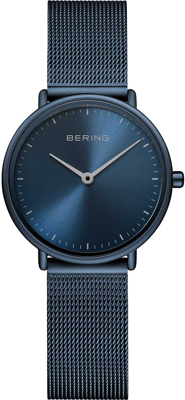 Bering Ultra Slim 15729-397 Damenuhr • Kratzfestes Saphirglas • Blaues Milanaise-Band