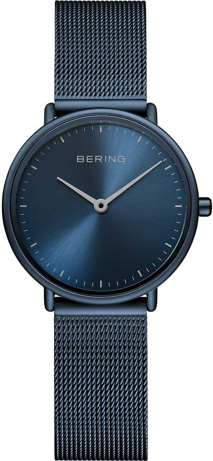 Bering Ultra Slim 15729-397 Damenuhr • Kratzfestes Saphirglas • Blaues Milanaise-Band