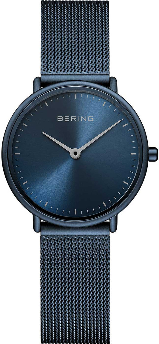 Bering Ultra Slim 15729-397 Damenuhr • Kratzfestes Saphirglas • Blaues Milanaise-Band