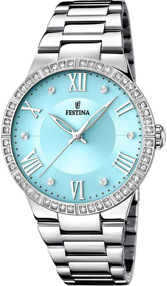 Festina Boyfriend F16719/4 Damenuhr • Blaues Zifferblatt • Polierter Edelstahl