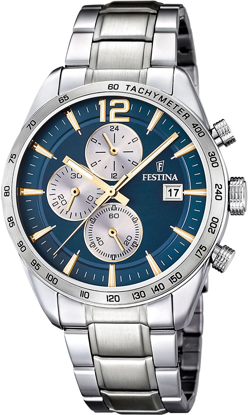 Festina Timeless Chronograph F16759/7 Men's Watch • Miyota Quartz Movement • Stainless Steel