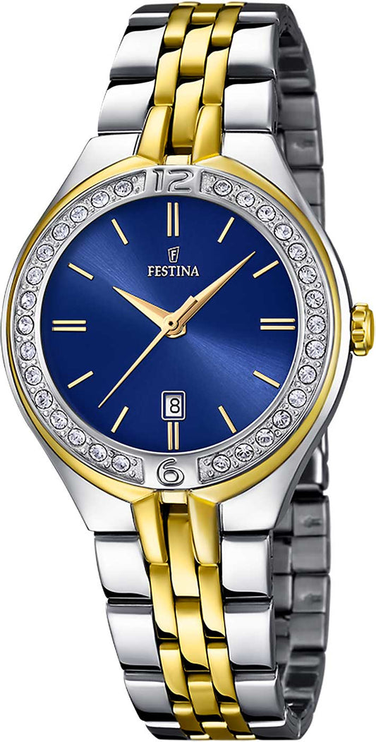 Festina Mademoiselle F16868/3 Damenuhr • Blaues Zifferblatt • Edelstahl