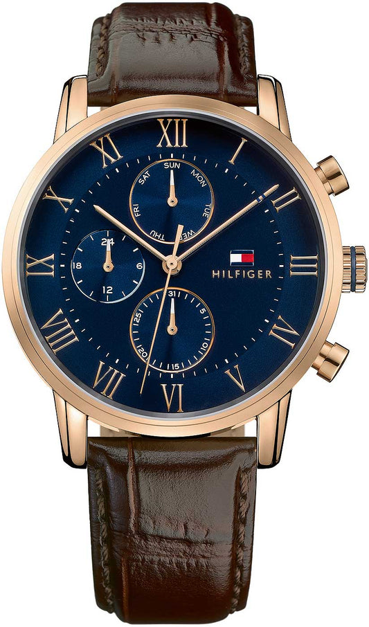 Tommy Hilfiger Herrenuhr 1791398 • Edelstahl-Gehäuse • Blaues Zifferblatt