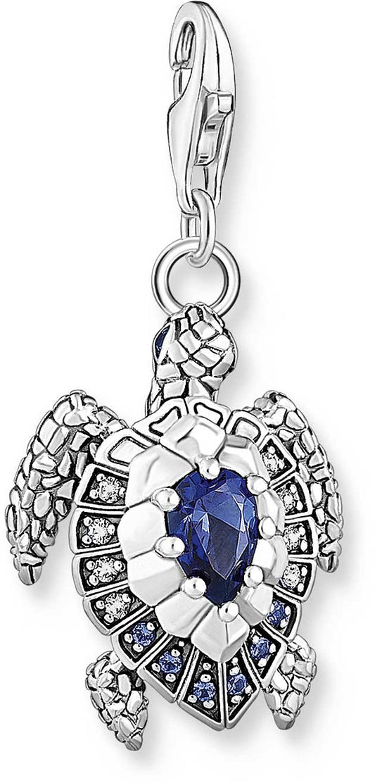 Charm Anhänger Schildkröte mit Steinen - 925 Sterlingsilber
