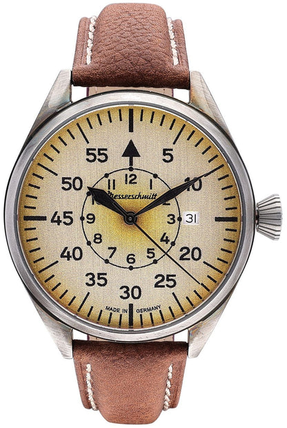 Herrenuhr, Fliegeruhr mit gelbem Zifferblatt - Messerschmitt Modell: ME43-VINTAGE-2