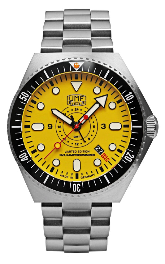 Herrenuhr gelb/silber aus Edelstahl – UMF Ruhla NVA Kampfschwimmer Modell: UMF-1932M-5