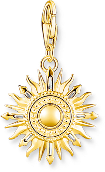 Charm Anhänger Bunte 3D Sonne - 750 Gelbgold Vergoldung