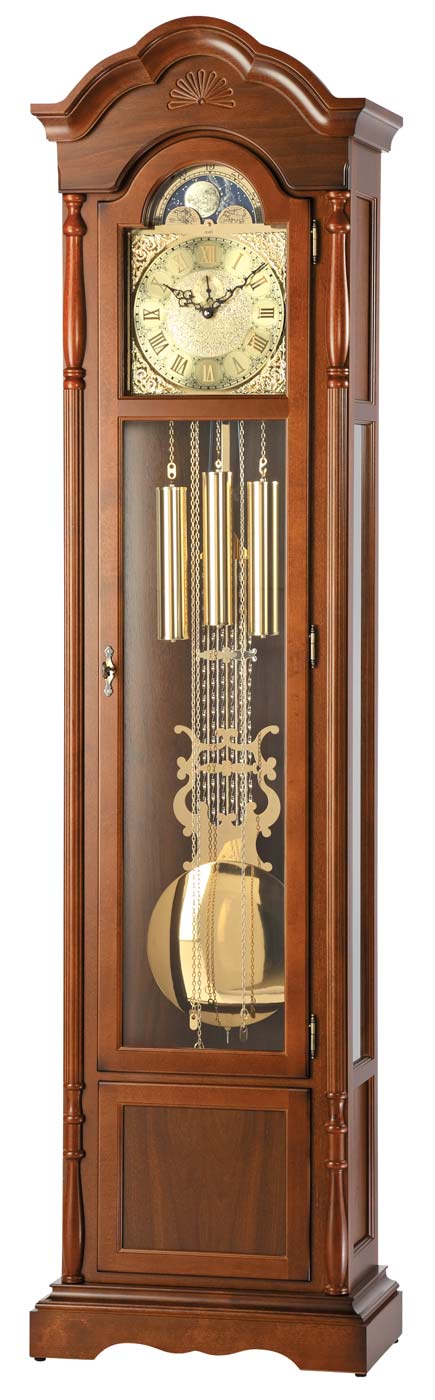 AMS Standuhr 211x50x25 cm Nussbaum • Westminster Melodie • Mondphasenanzeige