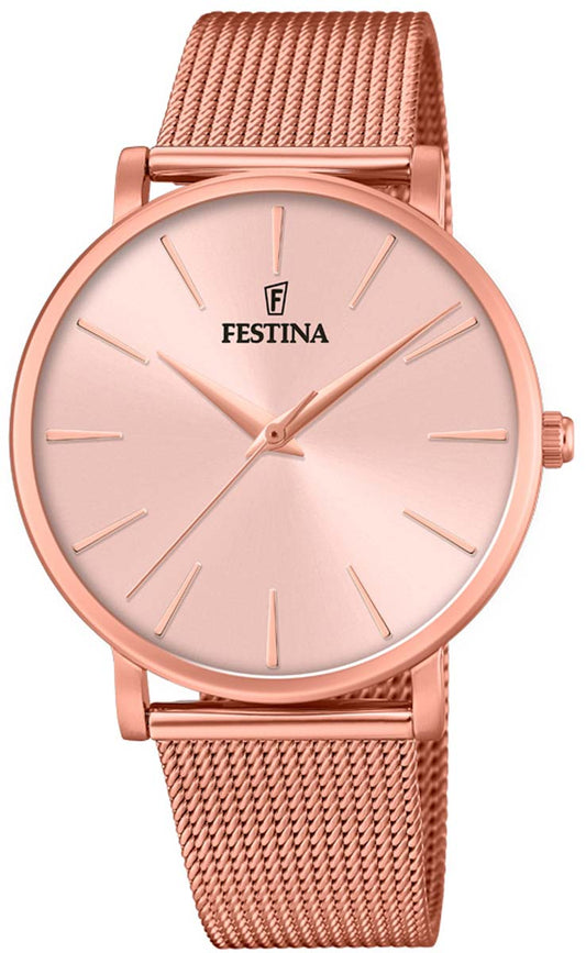 Festina Boyfriend F20477/1 Damenuhr • Ultraflach • Elegantes Rosé