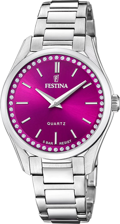 Festina Mademoiselle F20583/2 Damenuhr • Bordeaux Zifferblatt • Edelstahl