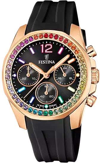 Festina Rainbow F20611/1 Women's Watch • Precise Quartz Movement • White Silicone Strap