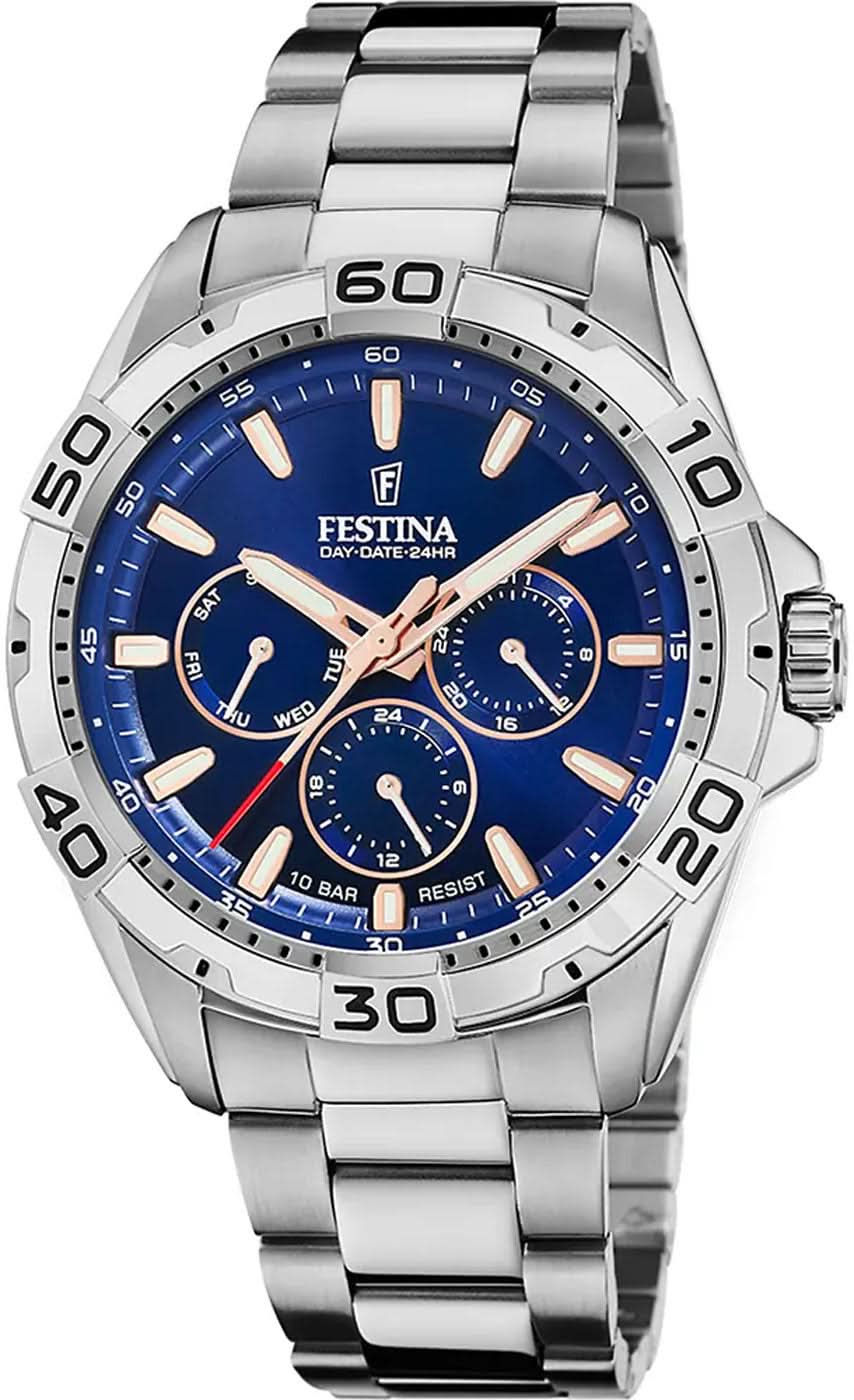 Festina Multifunction F20623/2 Men's Watch • 10 ATM Water Resistant • Stainless Steel