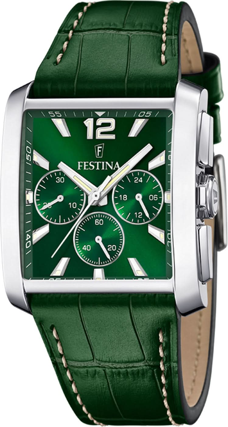Festina On the Square F20636/3 Herrenuhr • Edelstahl • Lederarmband