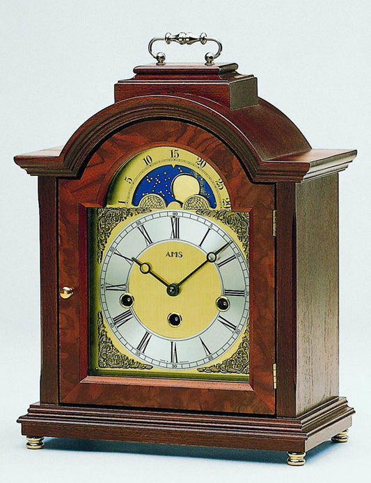 AMS Tischuhr 30x21 cm Holz • Edles Holzgehäuse • Präzises Mechanikwerk