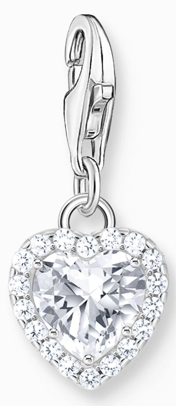 Thomas Sabo Charm Anhänger Modell: 2202-051-14 Herz mit Verzierung aus weißen Zirkoniasteinen- 925 Sterlingsilber