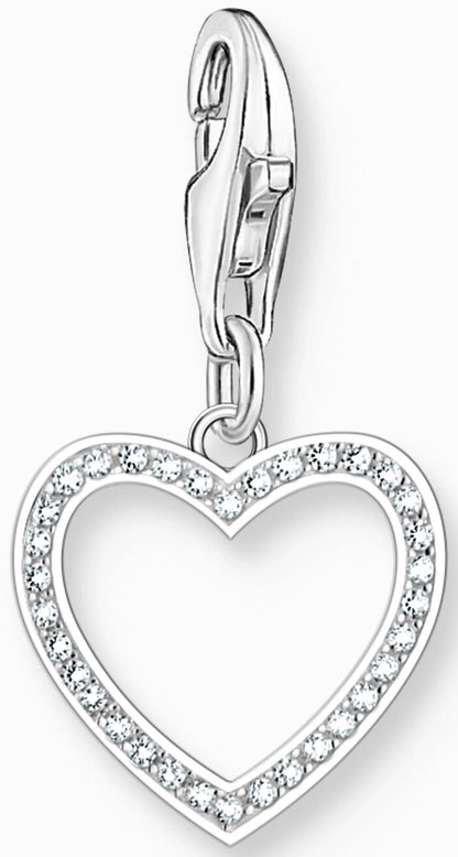 Thomas Sabo Charm Anhänger Modell: 2203-051-14 Herz mit Verzierung aus weißen Zirkoniasteinen- 925 Sterlingsilber