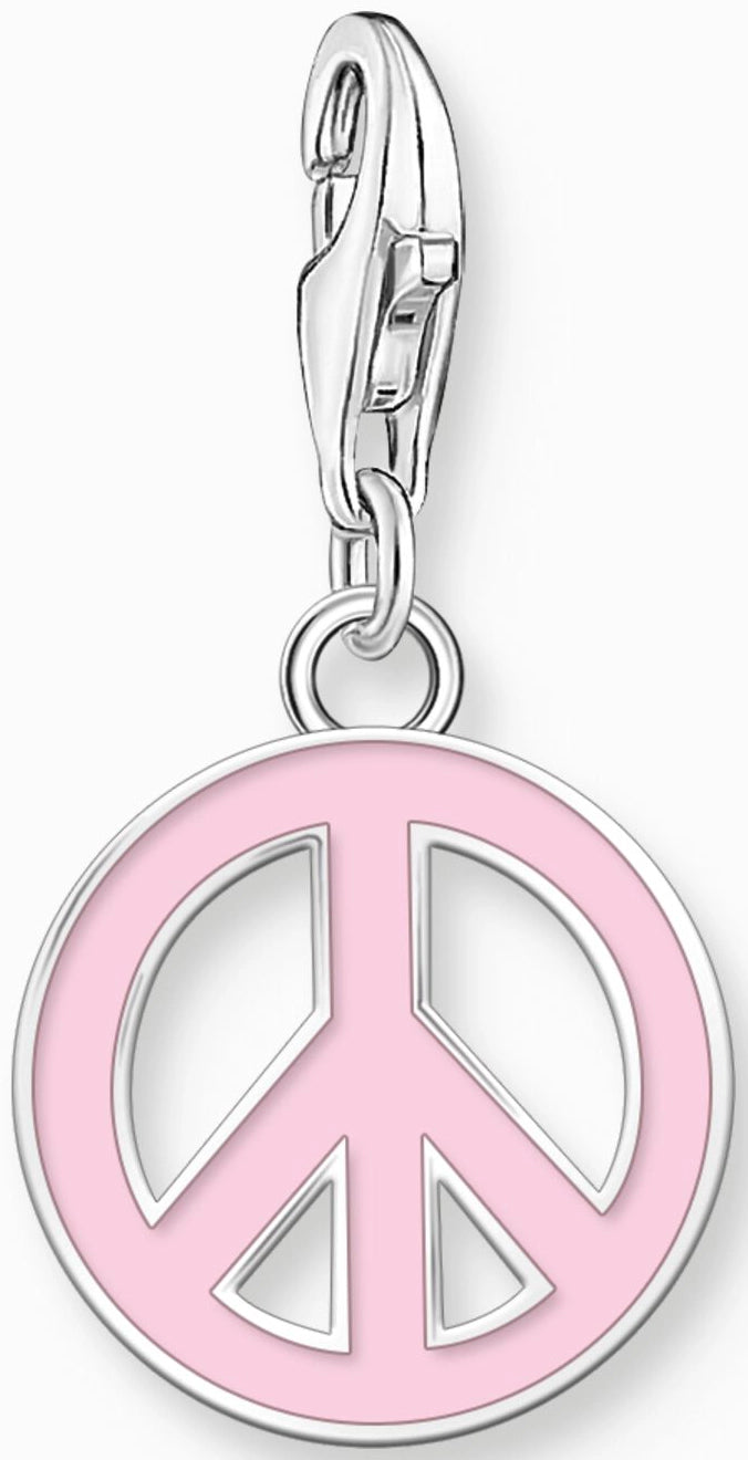 Thomas Sabo Charm Anhänger Modell: 2207-007-9 Peace-Symbol pink- 925 Sterlingsilber und Kaltemail