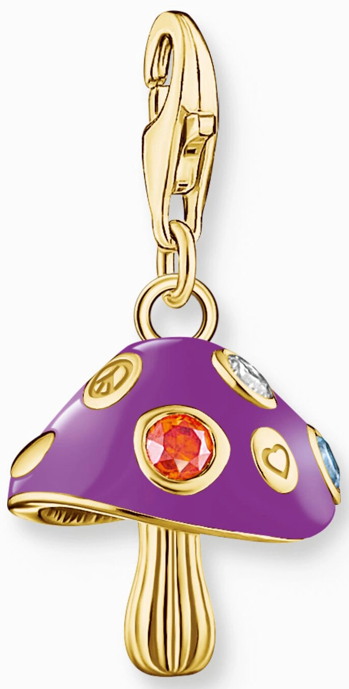 Thomas Sabo Charm Pendant Model: 2211-471-7 purple mushroom - 925 sterling silver 18k gold plated and cold enamel