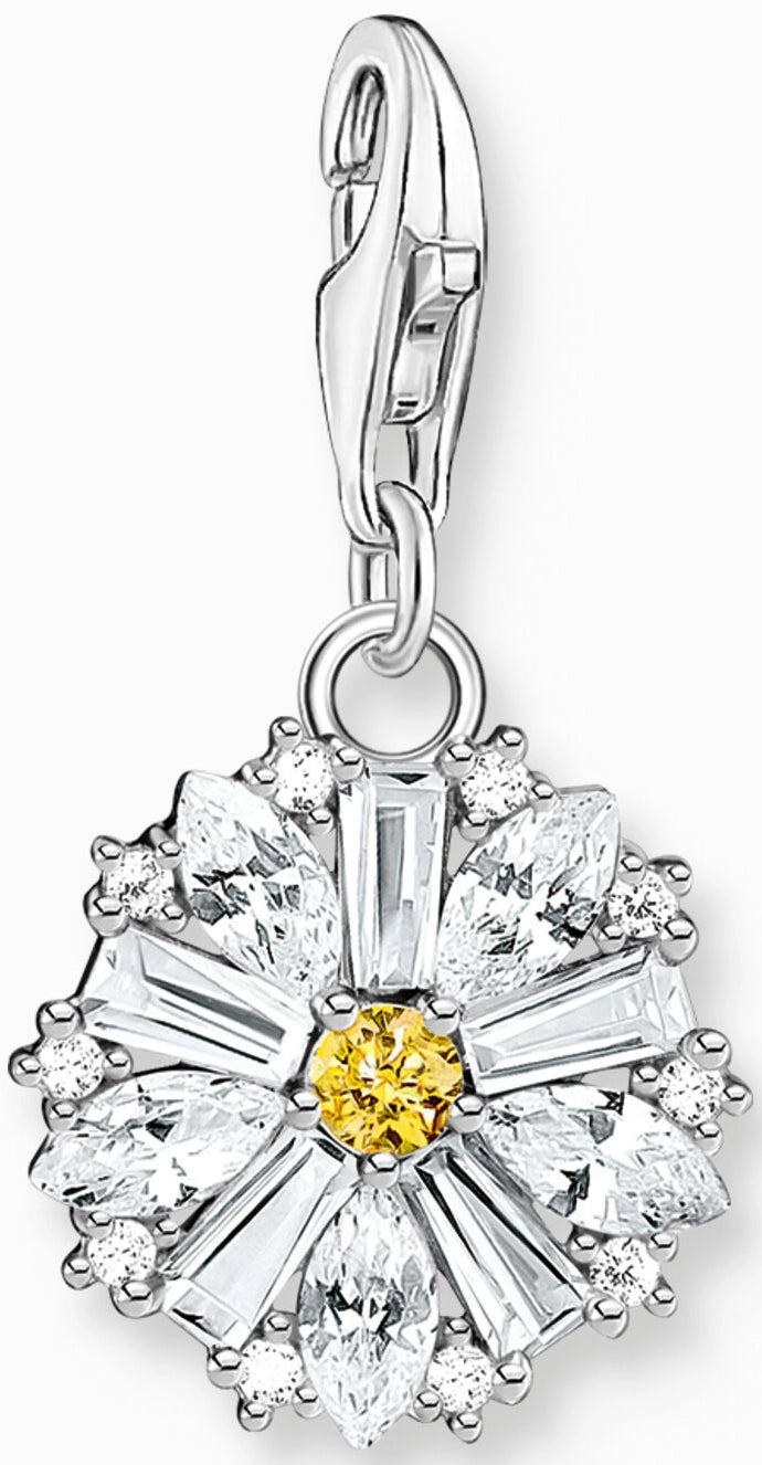 Thomas Sabo Charm Anhänger Modell: 2212-051-14 weißes Gänseblümchen- 925 Sterlingsilber und farbige Zirkoniasteine