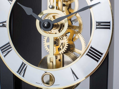 Tischuhr Rot mit Skelettuhrwerk Hermle Modell 23015-360721