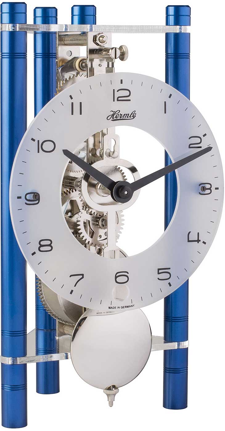 Hermle Table Clock 19.5x11x9 cm Aluminum • 8-day skeleton movement • Puristic design