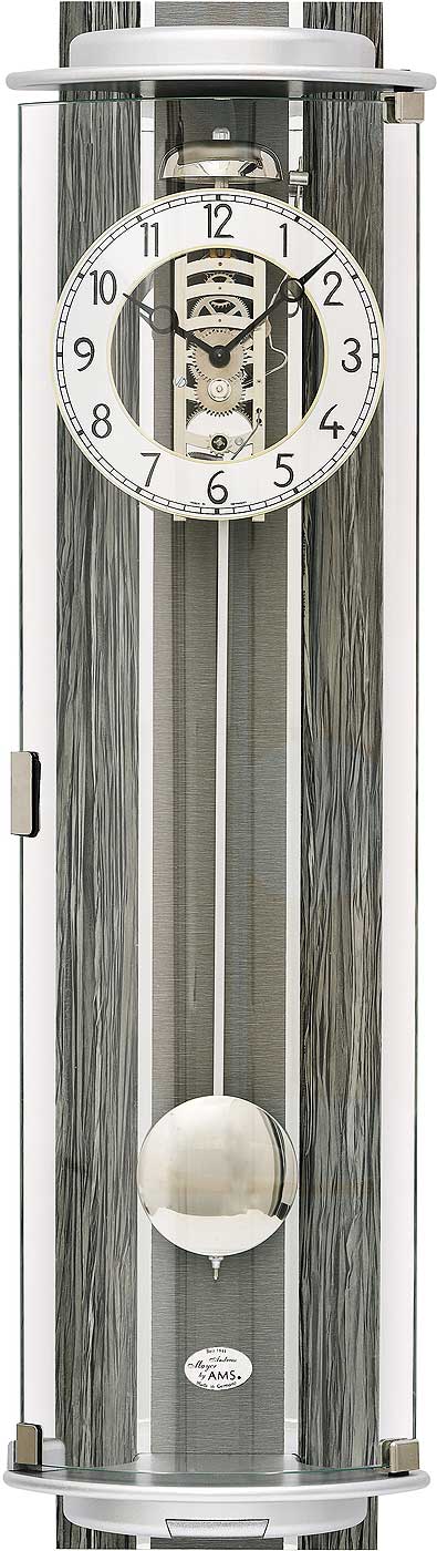 AMS Wanduhr 77x21x15 cm Holz • Mechanisches 8-Tage-Schlagwerk • Modernes Design