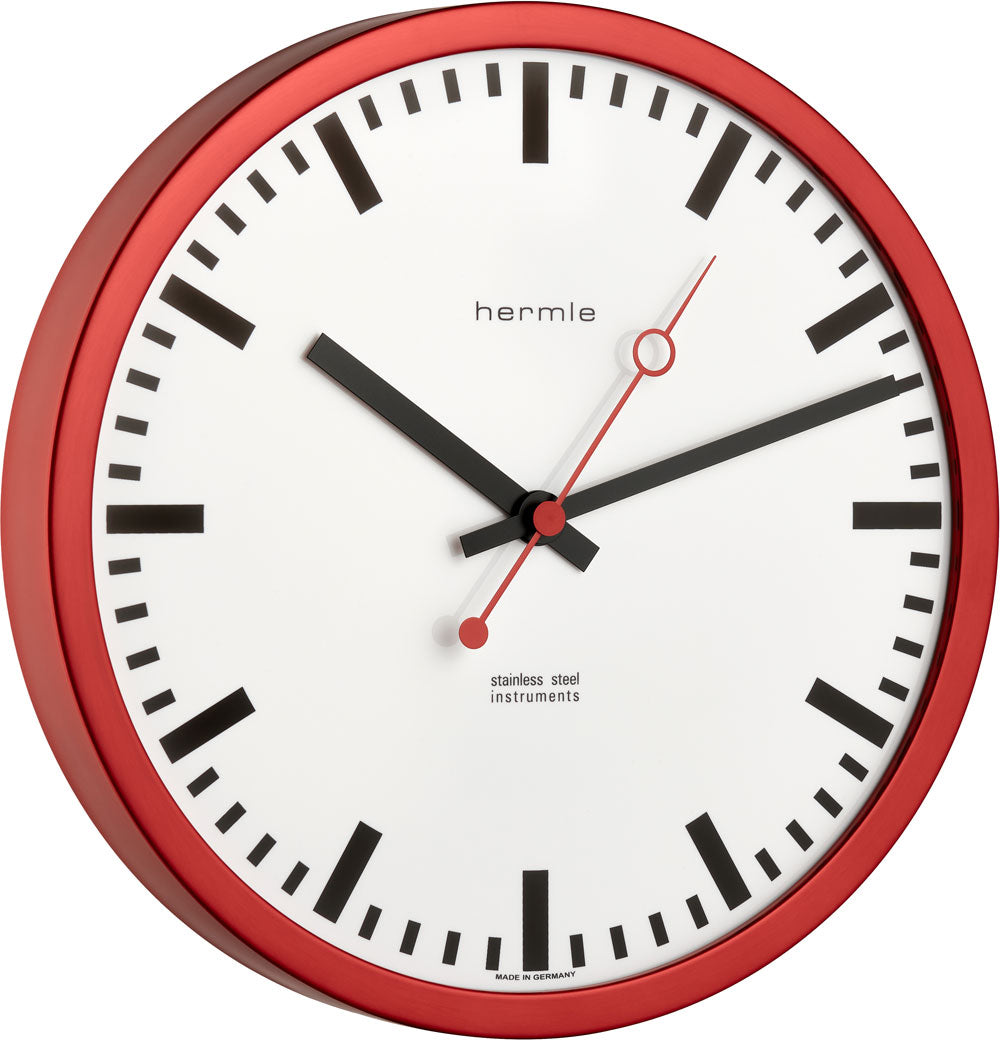 Hermle Wanduhr 30 cm Ø Edelstahl • Funkgesteuert • Zeitlos Elegant