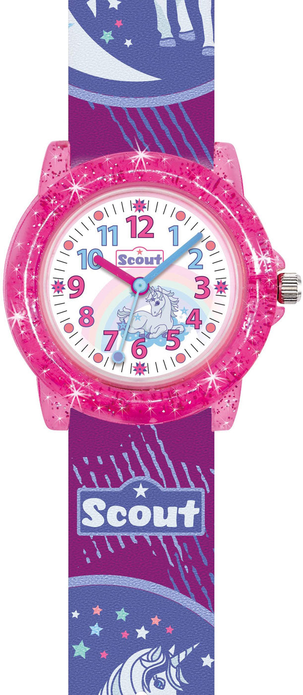 Scout 305040 Kinder Uhr • Waschbares Textilband • Robustes Lernzifferblatt