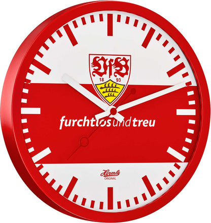 Hermle Wanduhr 30 cm Ø Metall • VfB Stuttgart Edition • Geräuschloses Quarzwerk