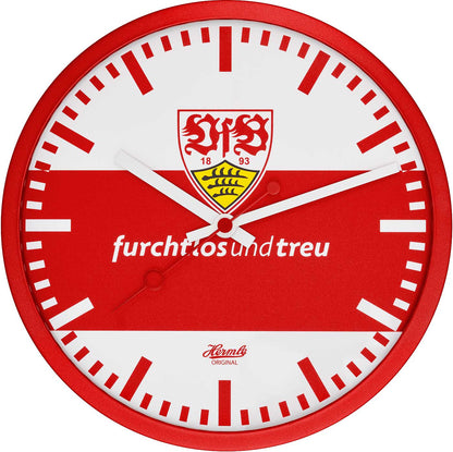 Hermle Wanduhr 30 cm Ø Metall • VfB Stuttgart Edition • Geräuschloses Quarzwerk