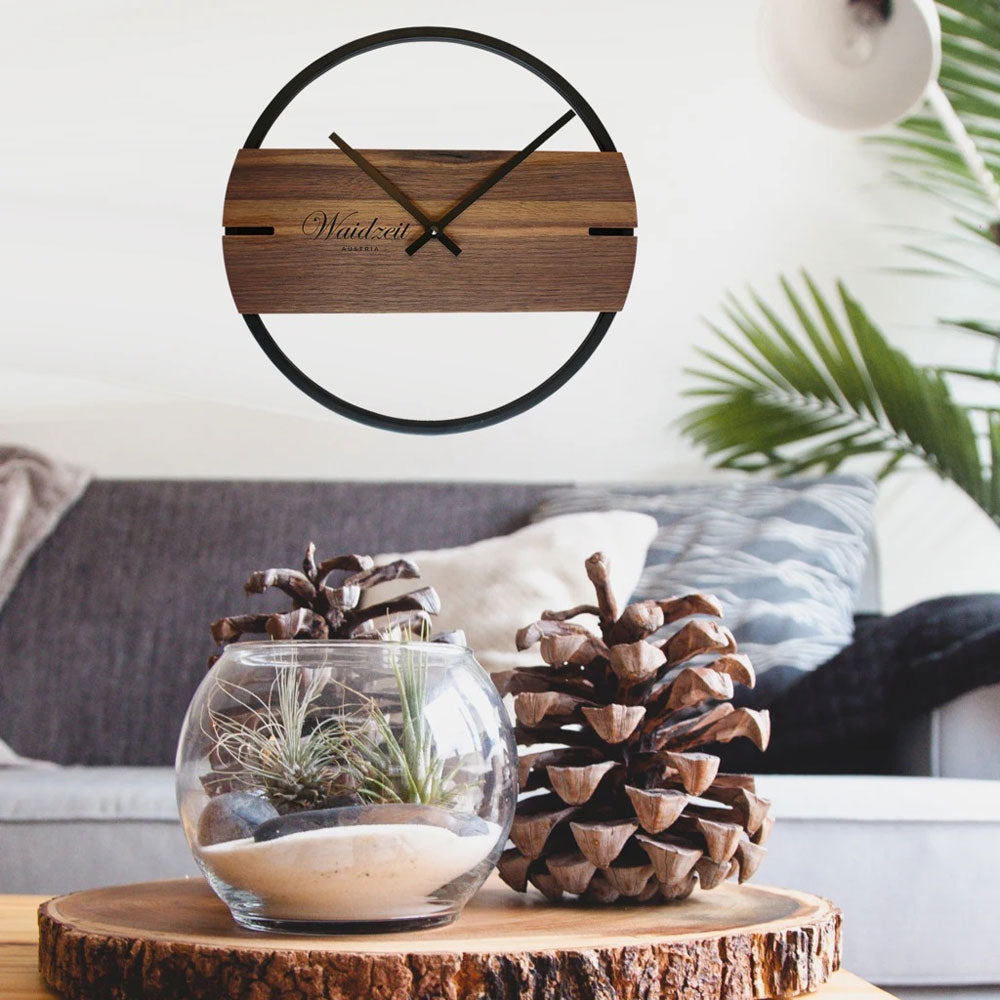 Waidzeit Wanduhr Holz • Modernes Design • Präzises Quarzuhrwerk