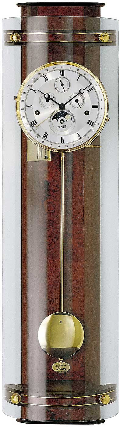 AMS Wall Clock 72 cm Wood • Mechanical Westminster Chime • With Moon Phase & Date