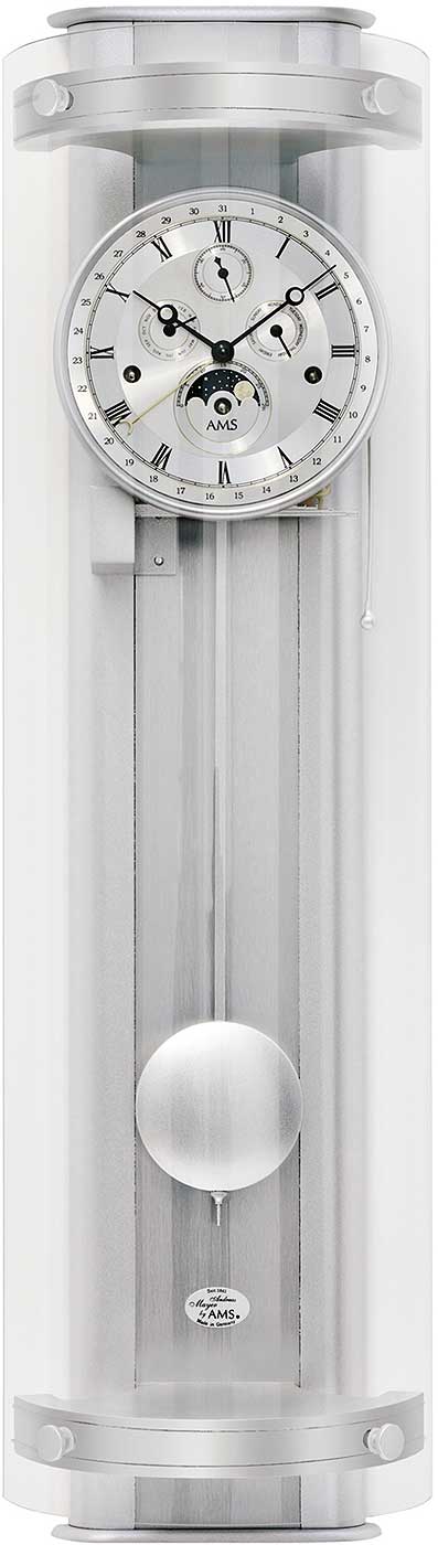 Wanduhr Aluminium versilbertes Zifferblatt - AMS Modell: 3633